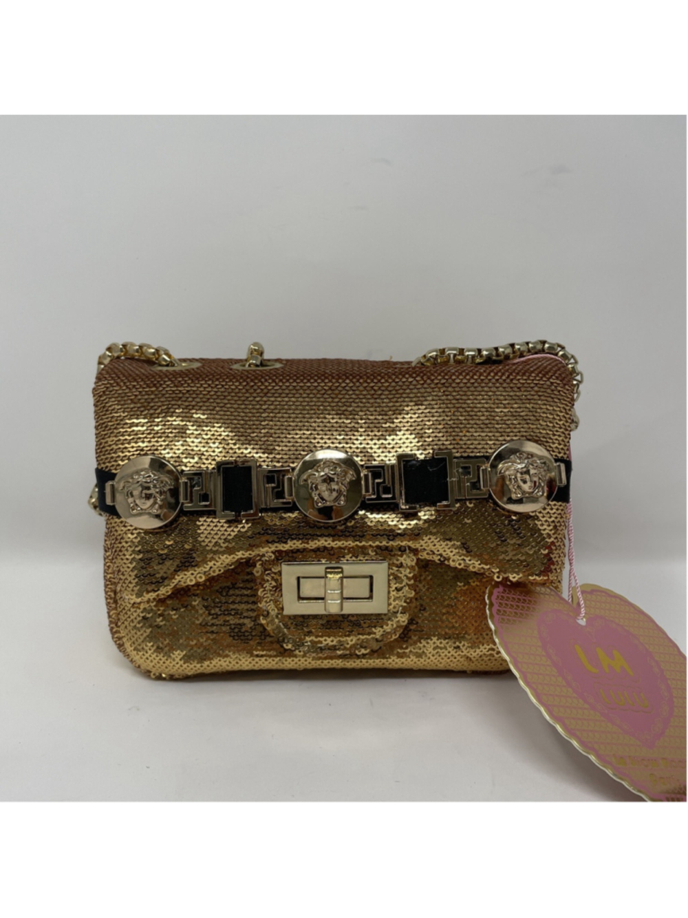 Sequins Chain Strap Shoulder Flap Bag Gold Or Red